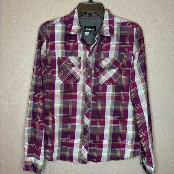 Marmot Women's Bridget Magenta Plaid Button Down Casual Western Outdoor Small - Picture 1 of 15